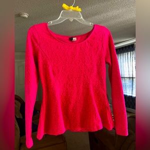 Hot pink long sleeve peplum top